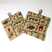 NEW- Set of 2 handmade potholders, holiday whimsical country - £10.98 GBP