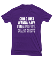 Inspirational TShirt Girls Just Want To Have Fun Purple-V-Tee  - £18.34 GBP