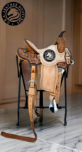 Western Leather Barrel Saddle Rough Out And Floral Tooled Tack Set And F... - $5,936.28 MXN+