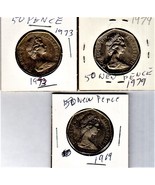 UK Great Britain 50 New Pence Coin - Lot of Three coins 1969.1973 &amp; 1979... - $9.54 CAD