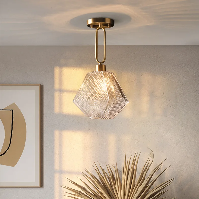 Nordic Led Pendant Lamp Diamond Glass Lighting Fixture Kitchen Island Mo... - $76.19