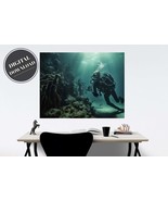 PRINTABLE wall art, Scuba diver seeing unusual formation, Landscape | Do... - £2.75 GBP
