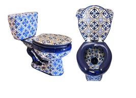 Mexican Talavera Ceramic Toilet Hand Painted - Flores - - $22,462.85 MXN