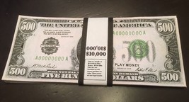 $10,000 In Play Money 1928 $500 Bills, 20 Pcs. Prop Money USA Actual Size! - £10.38 GBP