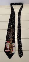 Santa Snowman Reindeer Snowflakes Necktie Hallmark Black - £6.49 GBP