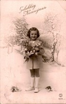 Vintage Girl and Flowers, Art Deco postcard, circa 1913, vintage postcard - £3.95 GBP