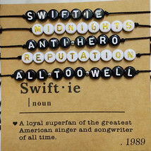 T Swiftie Eras Tour Concert Friendship 7.8&quot; Bracelets  5 Pcs Song Themes Titles - £10.05 GBP