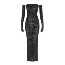 VC Dress For Women 2023 Velvet  Print Long Sleeve Gloves Design  Top Off  Long D - £100.35 GBP