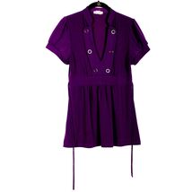 Purple Low V Neck Top Button Accents Tie Back Blouse Six Degrees women s... - $11.95