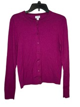 J.Crew Women Cardigan Round Neck Front Button Sweater Cotton Purple Medium - £20.52 GBP