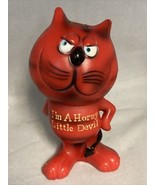 Vintage “I&#39;m A Horny Little Devil” 4.5” Cat Figurine 1979 Berries Hong Kong - £22.04 GBP