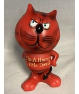 Vintage “I&#39;m A Horny Little Devil” 4.5” Cat Figurine 1979 Berries Hong Kong - $532.71 MXN