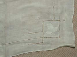 Antique Handkerchief 10.25&quot;x10.25&quot; handmade butterfly applique hand stit... - $14.39