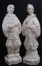 Pair of Male/Female Oriental Figurines Ceramic Mother of Pearl Finish - £23.52 GBP
