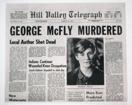 1985 Back To The Future Hill Valley Telegraph George McFly Murderd Repli... - $3.22