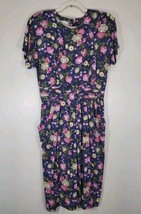 Vintage 90s Maggy Boutique Dress Size 12 Multicolored Floral Blue Pink - £21.97 GBP