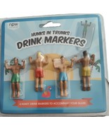 Hunks in Trunks Novelty Drink Marker 4 Pc Cocktails Beer Party Pool Bach... - $7.50