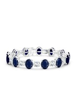 Kicky and Perky 925 Sterling Silver Iolite Moissanite Tennis Bracelet Je... - $328.33 CAD