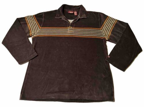 Primary image for Vintage 90s Y2K Quicksilver Men’s Brown Velour Embroidered Logo Sweatshirt Sz M