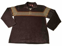 Vintage 90s Y2K Quicksilver Men’s Brown Velour Embroidered Logo Sweatshirt Sz M - £21.89 GBP