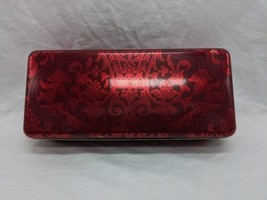 **EMPTY TIN** France Crepes Au Chocolat Red Ornate Cookie Tin 9 1/2&quot; X 4&quot; X 2&quot; - $59.39