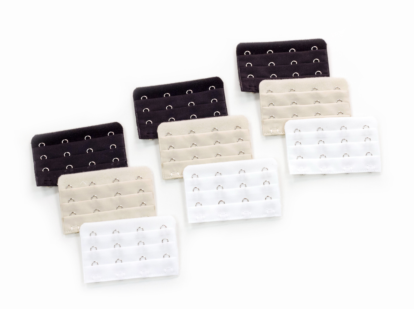 More of Me to Love 4-hook Bra Extender (9-Pack: 3 Black, 3 White and 3 Beige)
