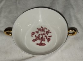 Theodore Haviland New York Cambridge Double Handle Cup Soup Bowl Maroon Red - £11.98 GBP
