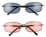 Set of 2 BP. 58mm Rectangular Wire Sunglasses 100% UV protection - Black... - £15.02 GBP
