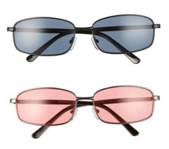 Set of 2 BP. 58mm Rectangular Wire Sunglasses 100% UV protection - Black... - £14.85 GBP