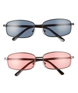 Set of 2 BP. 58mm Rectangular Wire Sunglasses 100% UV protection - Black... - £14.78 GBP