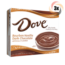 3x Packs Dove Bourbon Vanilla Dark Chocolate Pudding | 4 Servings Each | 3.05oz - £12.43 GBP