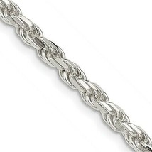 Sterling Silver 3.5mm Diamond-cut Rope 18 inch Chain - $6,399.35 MXN