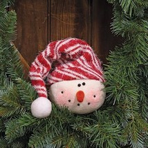 Stocking Cap Frosty Snowman Head Doll - Primitive Winter Country Christmas - £40.35 GBP