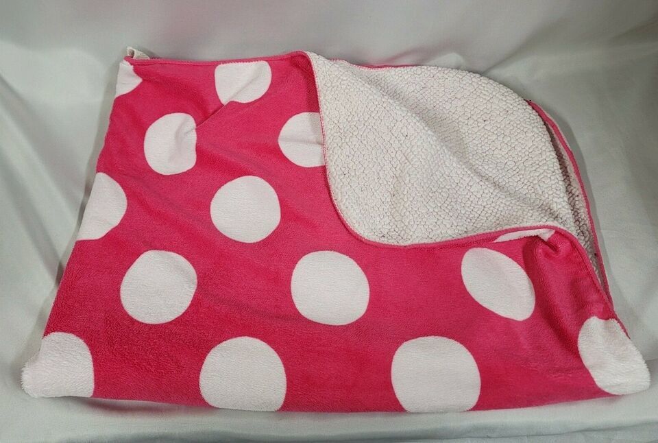 Circo Hot Pink Large White Polka Dots Circles Sherpa Baby Blanket Lovey Security - $17.42