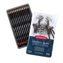 Derwent Graphic Drawing Pencils, Medium, Metal Tin, 12 Count (34214) - £26.72 GBP