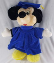 Graduation Mickey Mouse Disneyland Disney Plush Blue Gown Yellow Tassel 1989 - $14.84