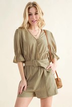 And The Why Flounce Sleeves Romper with Belt - $58.00