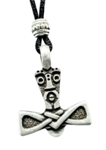 Thors Hammer AXE Necklace Pendant Pewter Norse-Pagan Viking God Bead Cord Hammer - £6.95 GBP