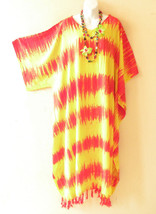 DG63 Gecko Hand Painted Batik Kaftan Caftan Kimono Tunic Maxi Dress up to 7X - £23.35 GBP