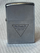 Vtg 1972 Zippo City Supply Co Akron Ohio Lighter Brushed Metal Cigarette Lighter - £39.18 GBP