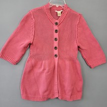 Ruff Hewn Women Sweater Size S Pink Preppy Coral Knit 3/4 Sleeve Button V-Neck - £8.36 GBP