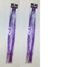 Hair Extensions Halloween Purple Glitter Set of 2 Synthetic Hair 19&quot; Comb Clips - £7.39 GBP