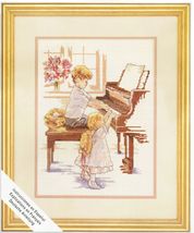 Simplicity Chopsticks Piano Lesson Siblings Counted Cross Stitch Kit 9&quot; ... - $17.99