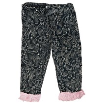 Vintage Black White Line Drawing Pink Tassel Capri Pants Size L Drawstri... - $440.65 MXN