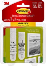 Command Large and Medium Picture Hanging Strips, 28 Pairs White Picture ... - £30.68 GBP