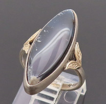 10k Gold &amp; 925 Silver - Vintage Antique cabochon Onyx Ring Sz 5.5 - RG26696 - $42.72