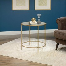 Sauder International Lux Round End Table in Satin Gold - £115.69 GBP