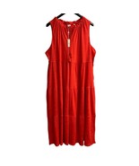 Max Studio Dress Womens 3X Red Gauzy Tiered Maxi Tassel V Neck Boho Beachy - €20,46 EUR