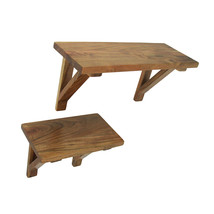 Set of 2 Acacia Wood Wall Shelves With Mounting Hardware - £36.12 GBP