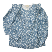 NWT Sézane Angele Shirt in Blue Bicolor Flower Print Ruffle Snap Top 34 US 2 - £85.45 GBP